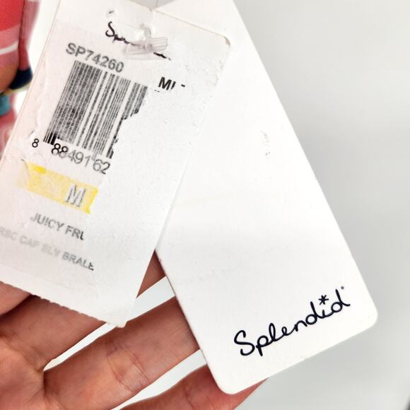 Splendid Women Juicy Fruit Striped Cap Sleeves Summer Swim Bralette Top Size M - Picture 3 of 4